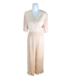 Pretty Garden woman’s Jumpsuit wrap a neck ruffle sleeve wide leg NWT size small